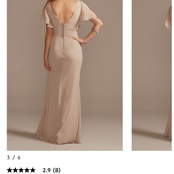 BNWT- David’s Bridal Flutter Sleeve Bridesmaid Dress with Cascade : Steel Blue - Picture 13 of 15